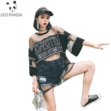 Летние модные, пикантные прозрачные футболка Для женщин повседневная женская обувь уличная свободная, с коротким рукавом футболка Женские топы с длинными рукавами, футболки с рисунком букв LXT534