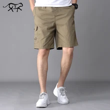 Новые брендовые летние мужские шорты свободного кроя с эластичной резинкой на талии с большими карманами, мужские хлопковые шорты в повседневном стиле, уличные шорты Карго, модные брюки