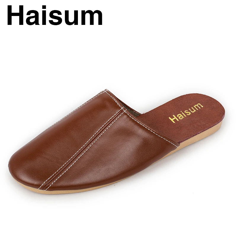 

Men's Slippers Spring And Summer Genuine Leather Home Indoor Slip Non-slip Slippers 2018 New Hot S5