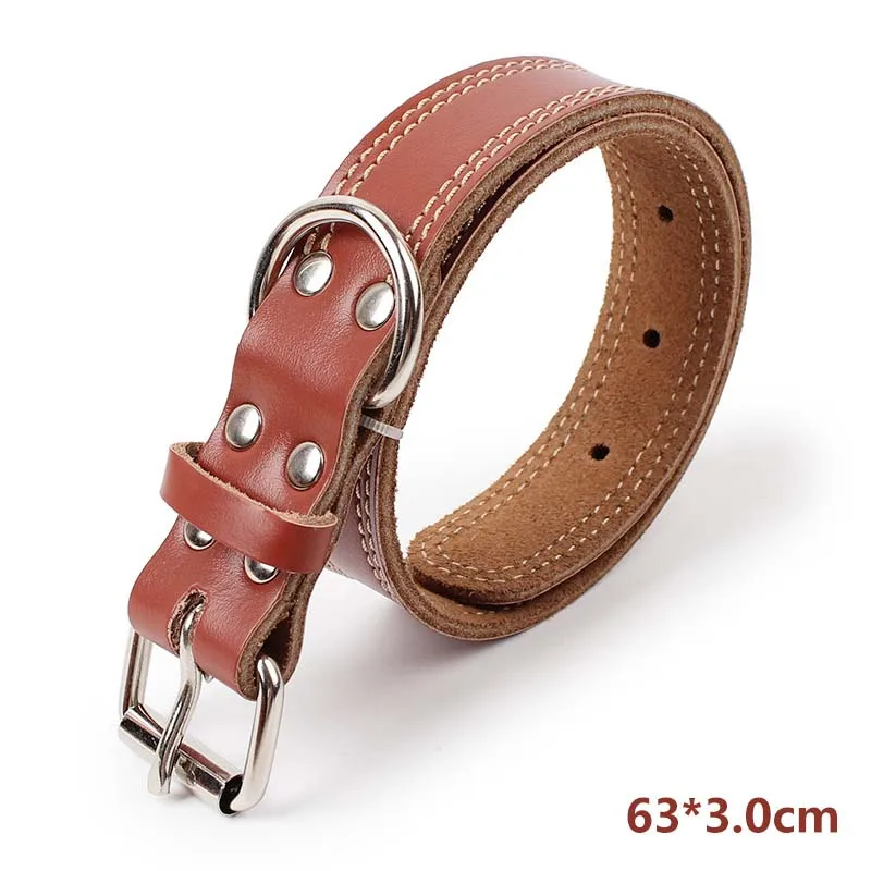SYDZSW Large Dog Collar Pet Leads Top Grade Cow Leather Double Stitching Pet Collar for German Shepherd Labrador Big Dog Products12
