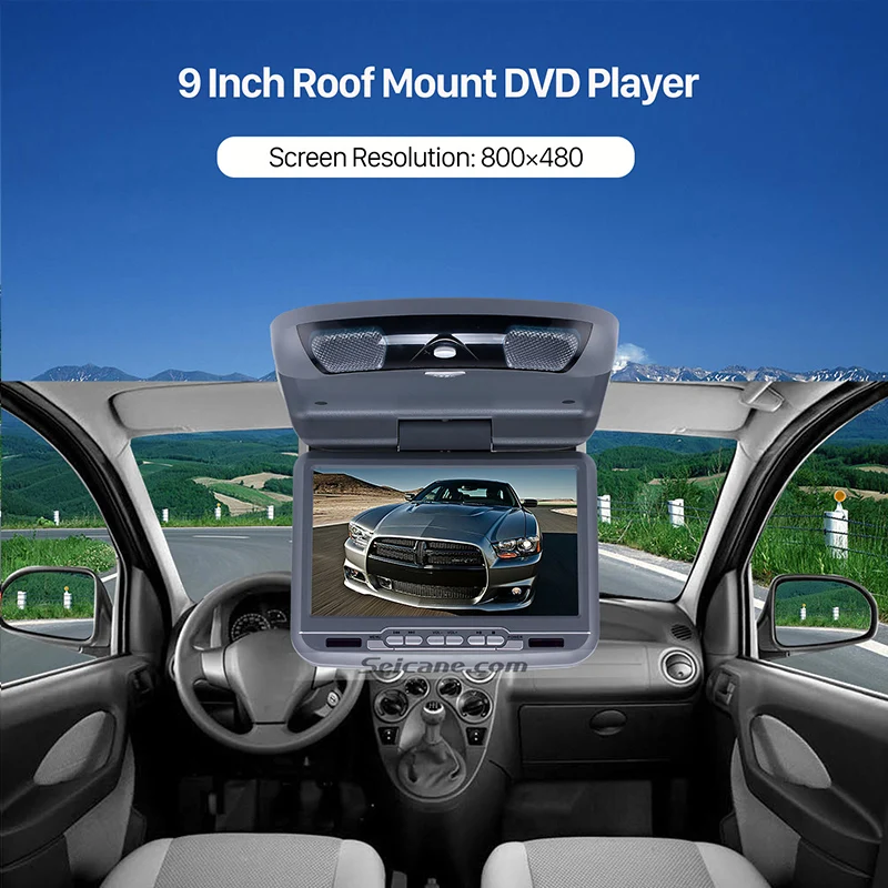 Автомобильный DVD плеер Seicane с ЖК экраном 800x480 на крыше 9 дюймов TFT ИК и FM