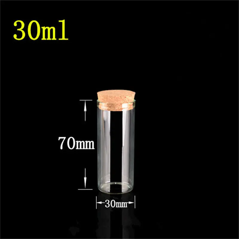 50 pcs 30x70 mm 30ml Flat Bottom Glass Tube Bottles With Corks Wishing Stars Decorative Vials Empty Scented Tea Little Jars 2