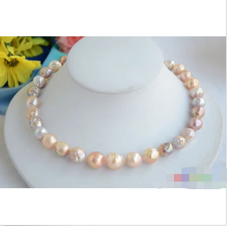 

hot sell new - P4835 17" 14mm PINK LAVENDER PEACOCK almost round Edison REBORN NECKLACE^^^@^Noble style Natural Fine jewe FREE