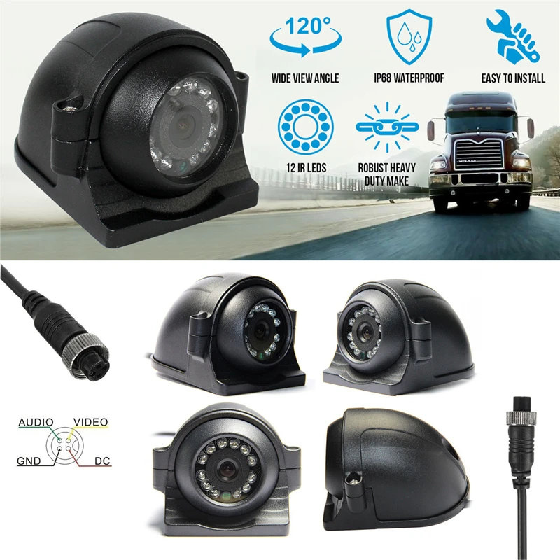 Yuanting Heavy Duty 10 светодиодный ИК Ночное видение Водонепроницаемый автомобиля задний/вид сбоку Камера W/4 Pin кабель для грузовика прицепа автобуса RV