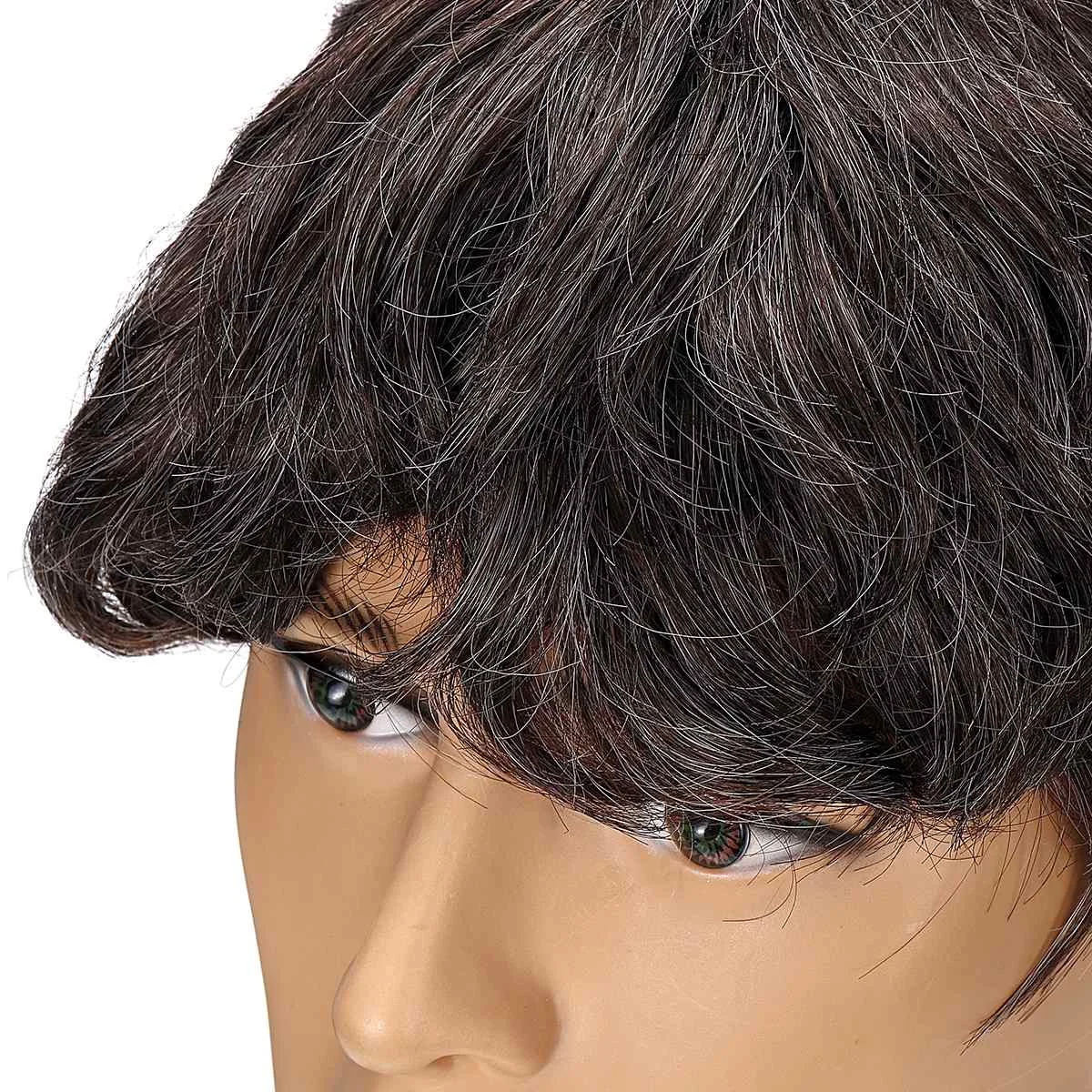 Темно-коричневый кудрявый волос миниатюрные манекен длинная голова с волосами для тренировки DIY стиль мужской парик салон парикмахерские ткачество Кепка