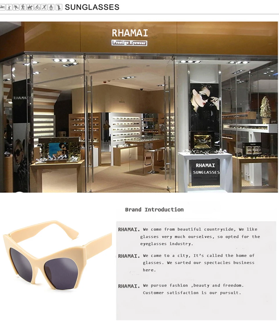 RHAMAI Fashion Brand Designer Cat Eye Sunglasses Women Half Rim Sun Glasses Half Frame Women Shades UV400 Outdoor Eyewear (11)