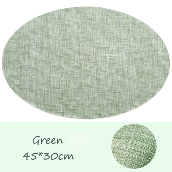 4 шт., японский стиль, овальные подстилки, коврик для стола, водонепроницаемая скатерть, подстаканники, салфетки, теплоизоляционный коврик для стола 45x30 см - Цвет: Green