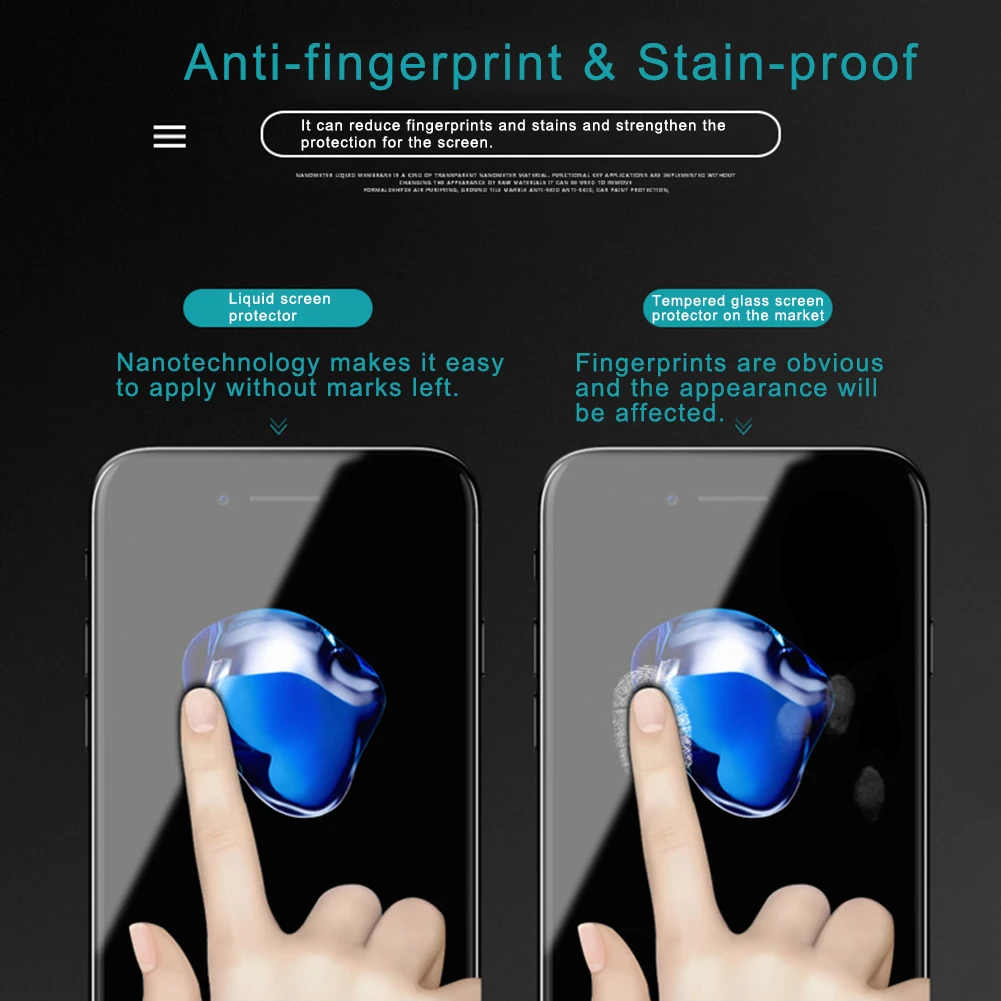 Полностью Покрытые жидкость мобильных телефонов Защитная пленка для мобильного HD Анти-Царапины анти-отпечатков пальцев анти-отражение защитный Мини закаленная пленка