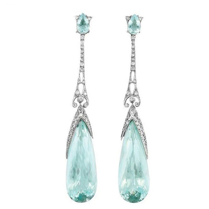 

Tisonliz 2019 Vintage Water Drop Colorful Crystal Long Dangle Earrings for Women Wedding Statement Earrings Jewelry Wholesale