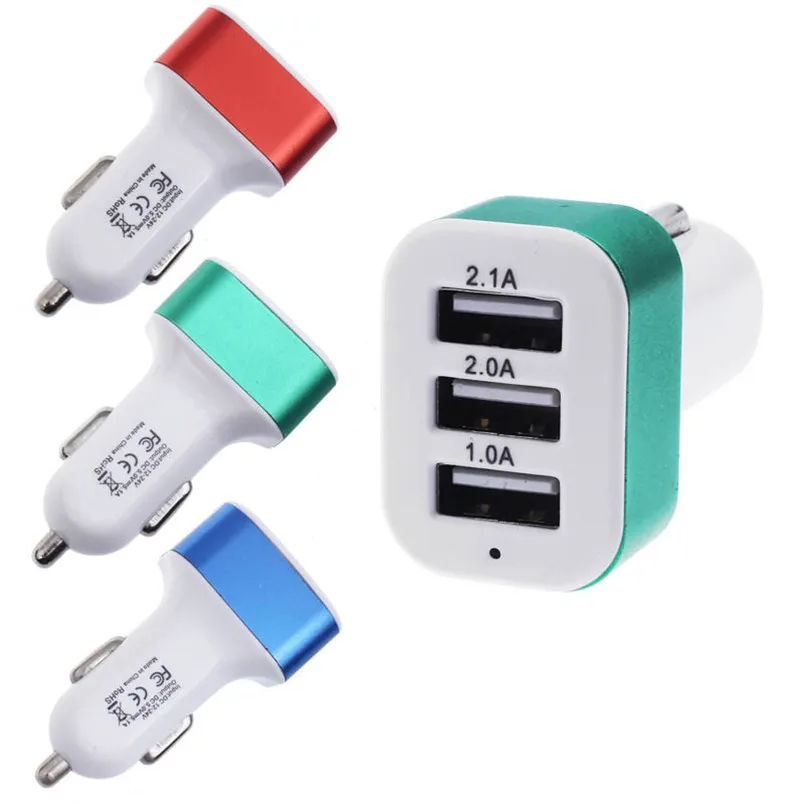 1PC Universal 3 Port USB Car Charger Mini Size 12V 24V To 5V 3Port USB Charger Adapterin Car