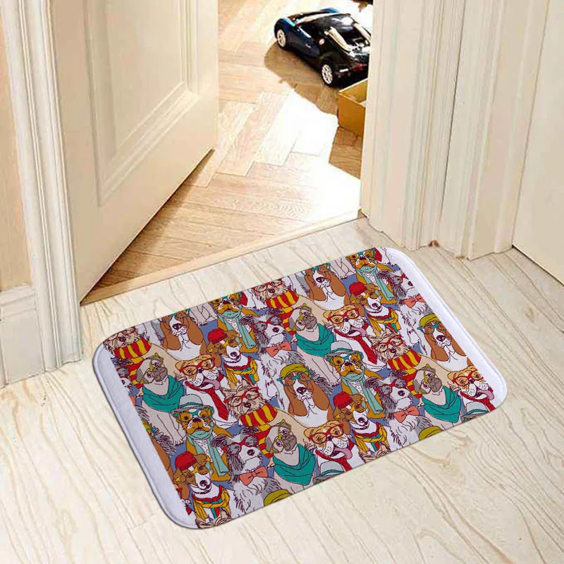 Modern home decorative door mat popular dogs pug/border collie/bull terrier/French bulldog photo print 40x60cm floor mat carpet - Цвет: MI 12