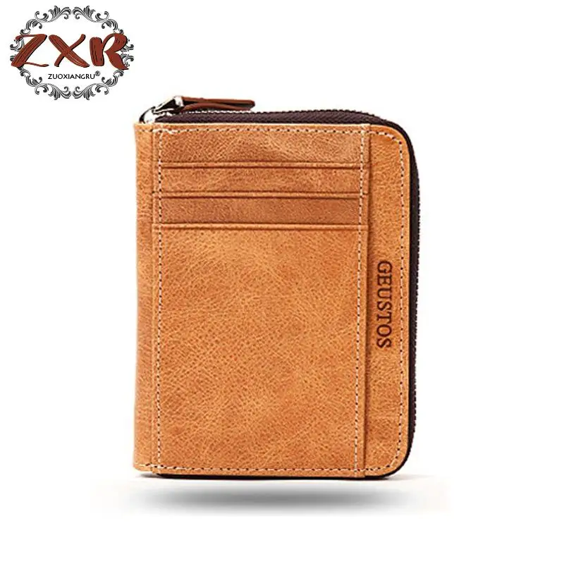 

Cow Leather Business Card Holder Minimalist Bank Credit Case Card Id Holder Zipper Rfid Wallet Porte Carte Pasjes Houder