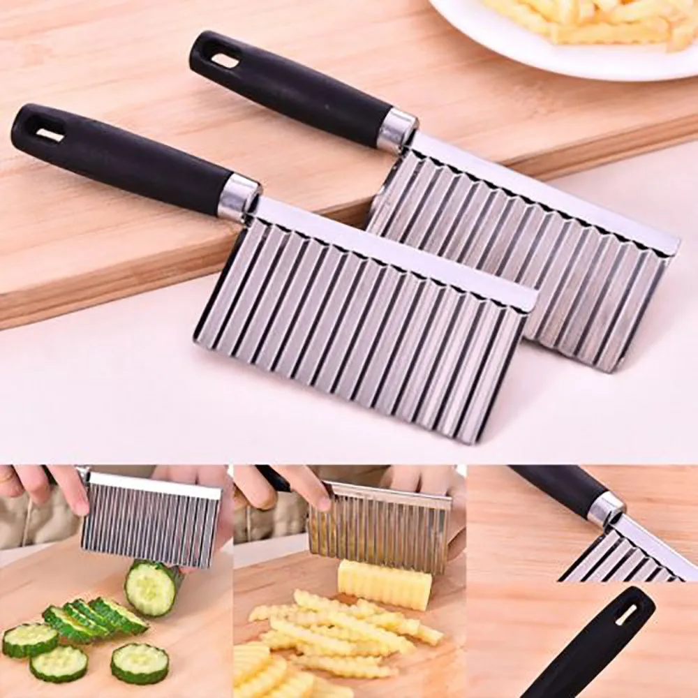 

Potato Wavy Edged Tool Stainless Steel Gadget Vegetable Fruit Cutting home kitchen cooking accessories Slicer Cutter Knife tools