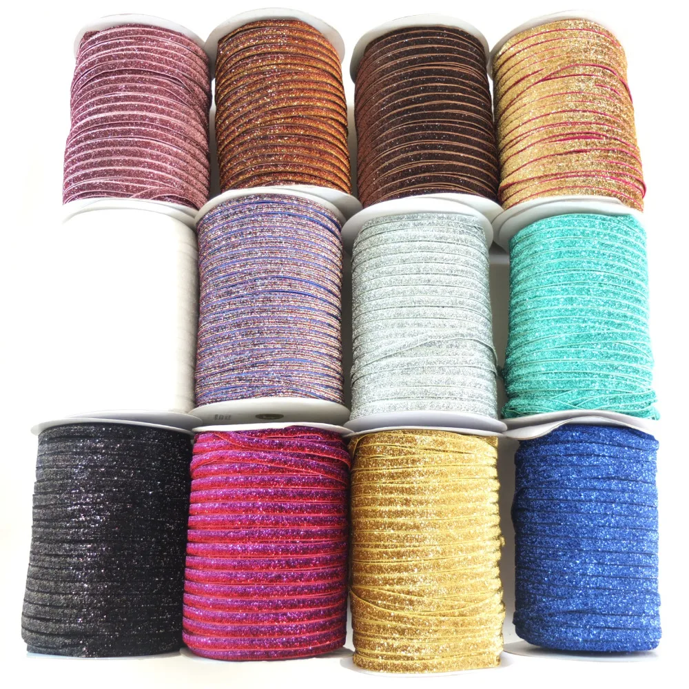 3/8'' Glitter elastic bands Sewing Elastic Sparkling Elastic ribbon DIY