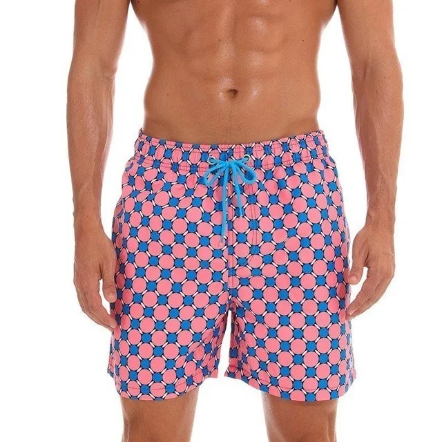 ESCATCH мужские шорты для плавания, Шорты для плавания, пляжные шорты для мужчин, быстросохнущие мужские Бермуды для серфинга, купальный костюм с подкладкой - Цвет: Pink Plaid