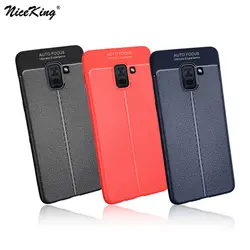 СПС Coque Samsung Galaxy A7 2018 A730 A730F случае niceking Роскошные личи стрии Мягкие TPU силиконовая искусственная кожа Обложка чехол