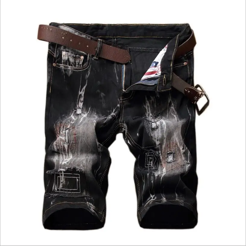 New Summer Men Holes Denim Shorts Black Short Jeans High Quality Men Cotton Straight Denim Shorts Size 42 No Belt New Summer Men Holes Denim Shorts Black Short Jeans High Quality Men Cotton Straight Denim Shorts Size 42 No Belt