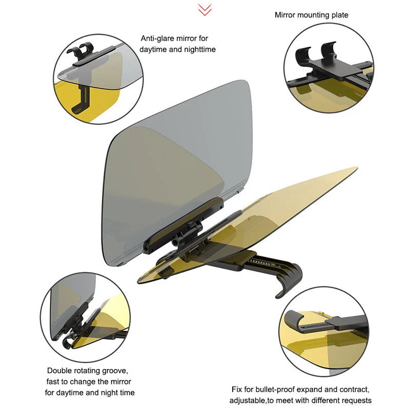 Высокое качество день и ночь анти-ослепительный автомобильный козырек анти-ослепительные очки пружинный зажим прозрачный козырек
