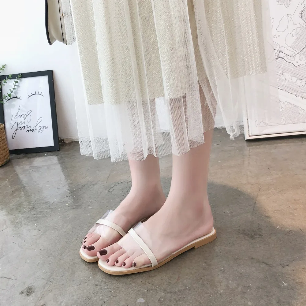 2019 New Transparent Casual Slipper Sandal Womens Slippers Zapatos Mujer Ladies Slip On Sliders Flat Size 35-39 y425