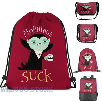 

Funny graphic print shoulder Bags women Mornings Suck Single shoulder backpack travel for men Gym Bag