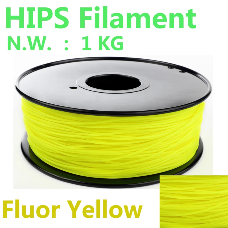 

Fluor yellow 1.75mm HIPS 3d printer filament  PinRui Brand 1Kg HIPS filamento impressora 3d printer wire  FDM HIPS 3d filament