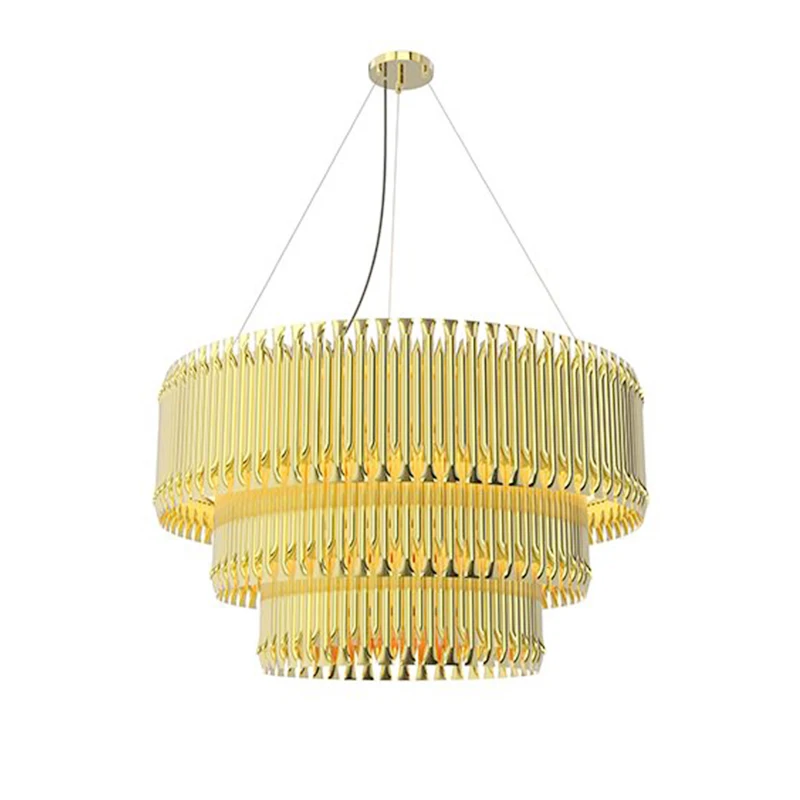 

Modern Simple Creative Pendant Lights Art Flat Aluminum Tube Gold Plated Hotel Villa Stair Home Livingroom Droplight G9 5W Bulb