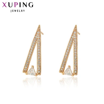 

Xuping Temperament Triangular Shape Gold Color Plated Synthetic Cubic Zirconia Jewelry Earrings for women Gift 96083