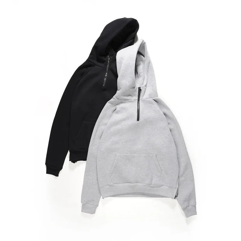 Mens Half Zipper Pullover Justin Biebers Plus Velvet Side Zipper Hoodies Streetwear Cool Fashion Hiphop Urban Clothing Tyg