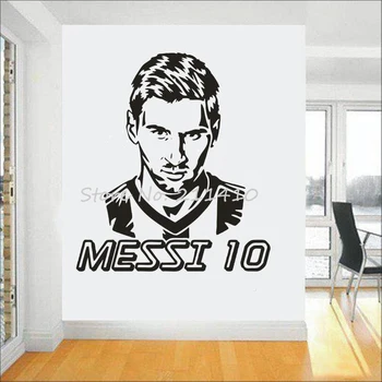

football team logo Wall Art Sticker Messi vinyl wall sticker For Boys Room removable house decor Football Star decal JW142