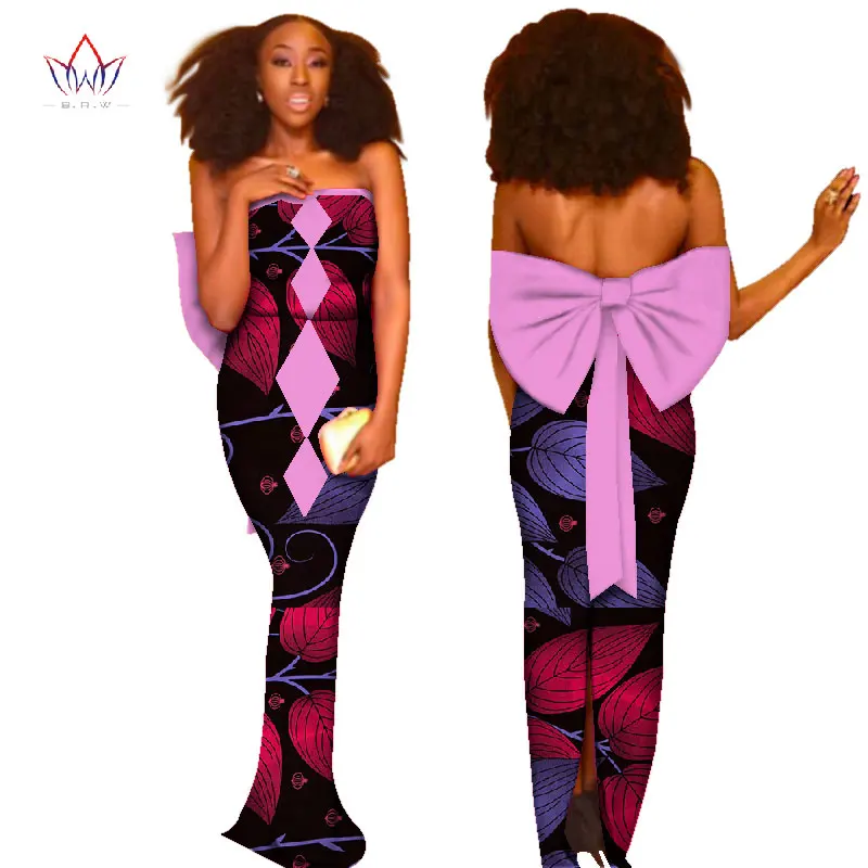

Maxi Dresses 2019 African Dresses for Women Vestidos Dress With Big Bow African Clothing Backless Party Dresses WY2786