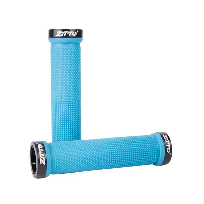 1 пара силиконовых гелевых прочных противоударных Противоскользящих замковых захватов эргономичный дизайн ручки для MTB велосипеда складной велосипед - Цвет: Blue