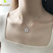 

100% 925 Sterling Silver Jewelry Round Coin Necklaces & Pendants Flyleaf High Quality Simple Necklace Women