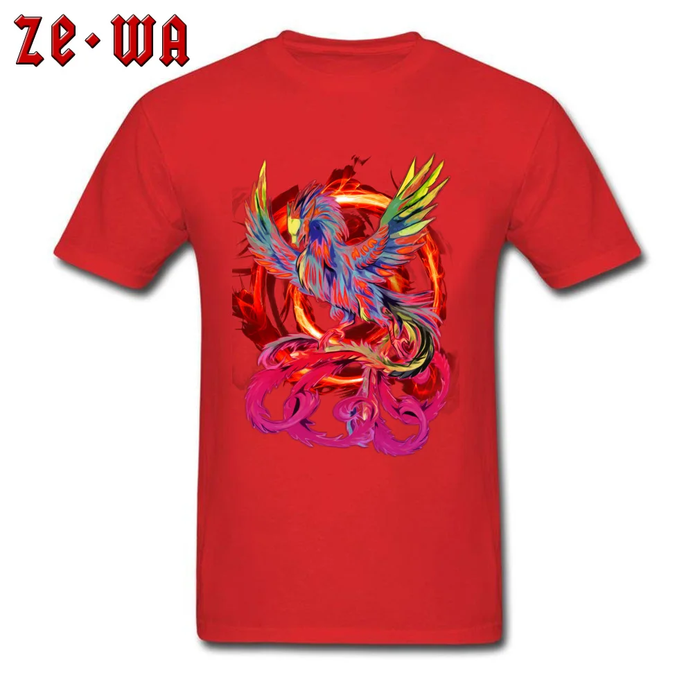 Fire Phoenix T-shirts for Adult cosie Thanksgiving Day Tops & Tees Short Sleeve 2018 Popular Tee Shirt Crewneck Pure Cotton Fire Phoenix red