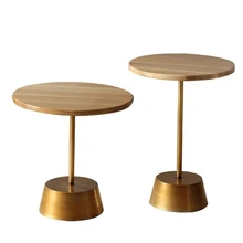 Living room sofa side corner table oak metal small side table balcony leisure small coffee table renmen side table walnut