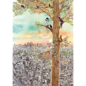 

3d diy diamond painting cross stitch Full square Rhinestone diamond Mosaic embroidery Boy city cat and tree home decor A6408R