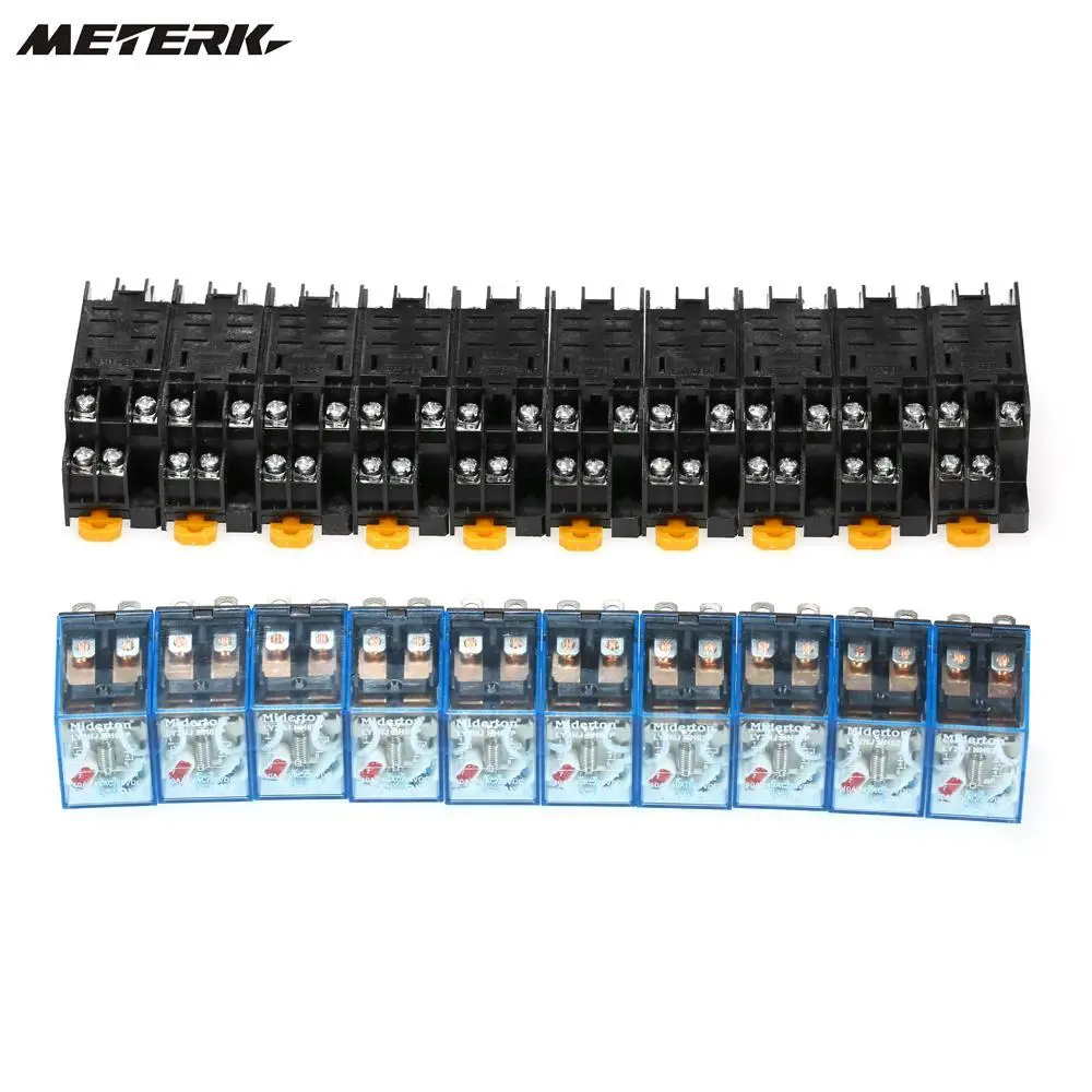 

10pcs AC220V Coil Power Relay Set LY2NJ 8-Pin 10A Relay Module with Socket Base