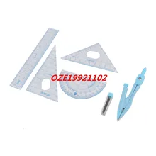 Синий, прямой линейка металлическая компасы 5 шт. инструмент для рисования