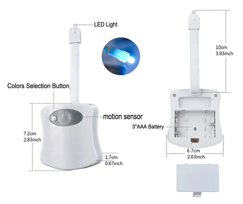 Умный светодиодный ночной Светильник для унитаза с датчиком движения PIR Autor Switch WC светильник 8 цветов AAA батарея подсветка лампы для унитаза