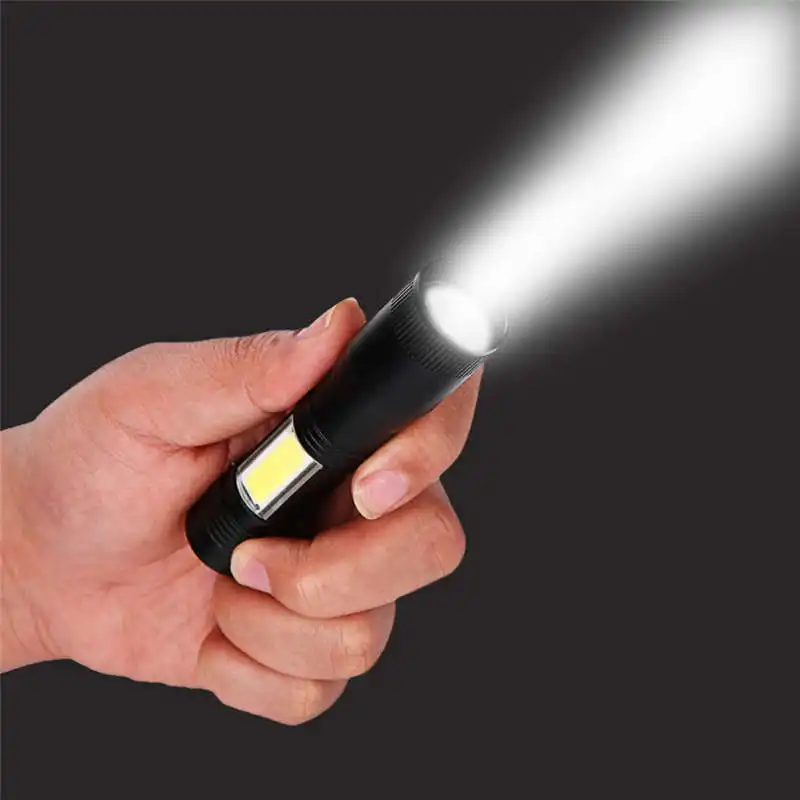 Super Bright Zoomable Mini LED Flashlight XPE Q5+COB LED Torch Lamp Penlight AA14500 4 Modes powerful led flashlight #4A30 (7)