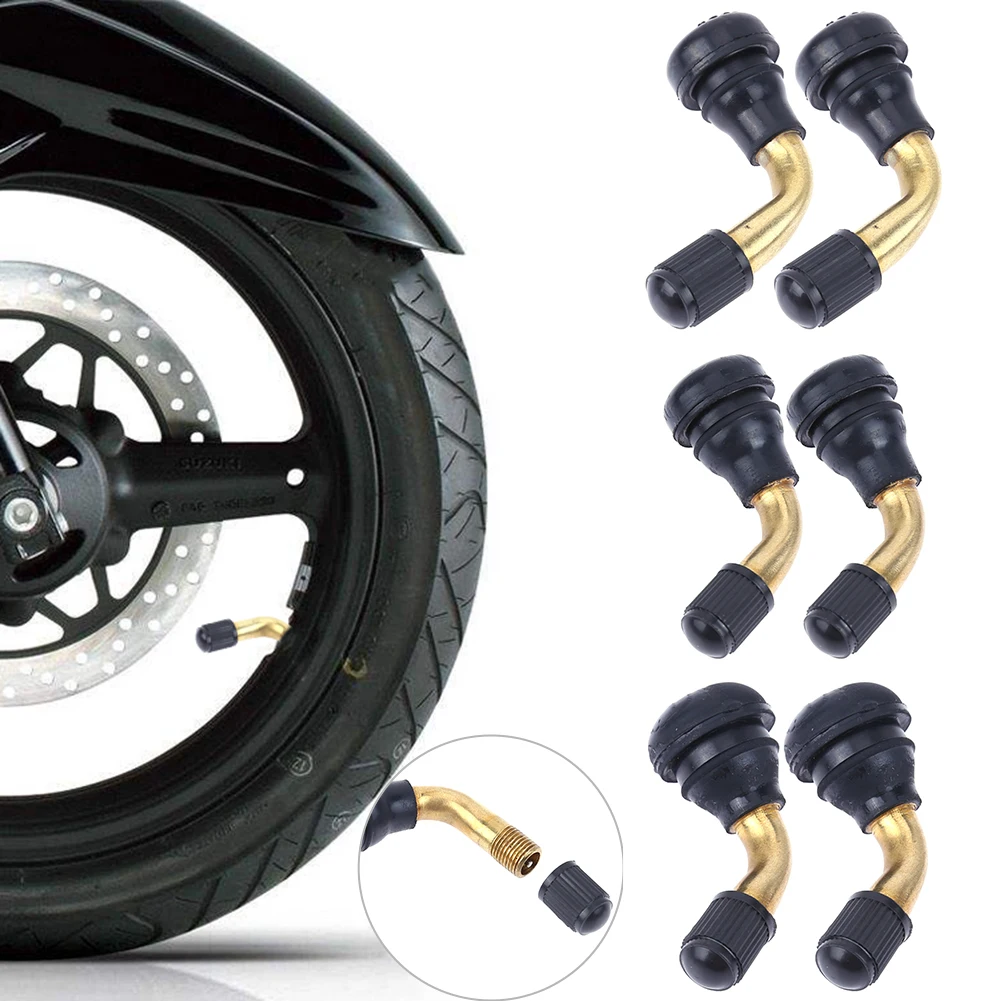 Motorcycle tire valve stems 2pcs angled snap-in for scooter ATV dirt bike