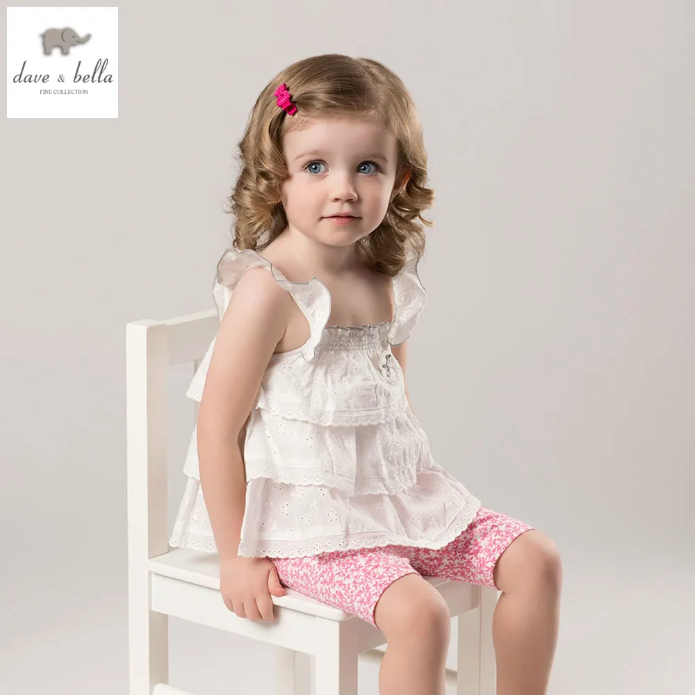 DB5179 dave bella summer baby girls white clothing sets kids lovely