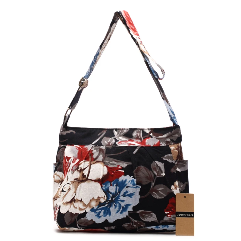 Annmouler винтажная женская сумка на плечо из хлопковой ткани, Сумка с клапаном в богемном стиле, сумка-мессенджер с принтом слона, сумка через плечо на молнии
