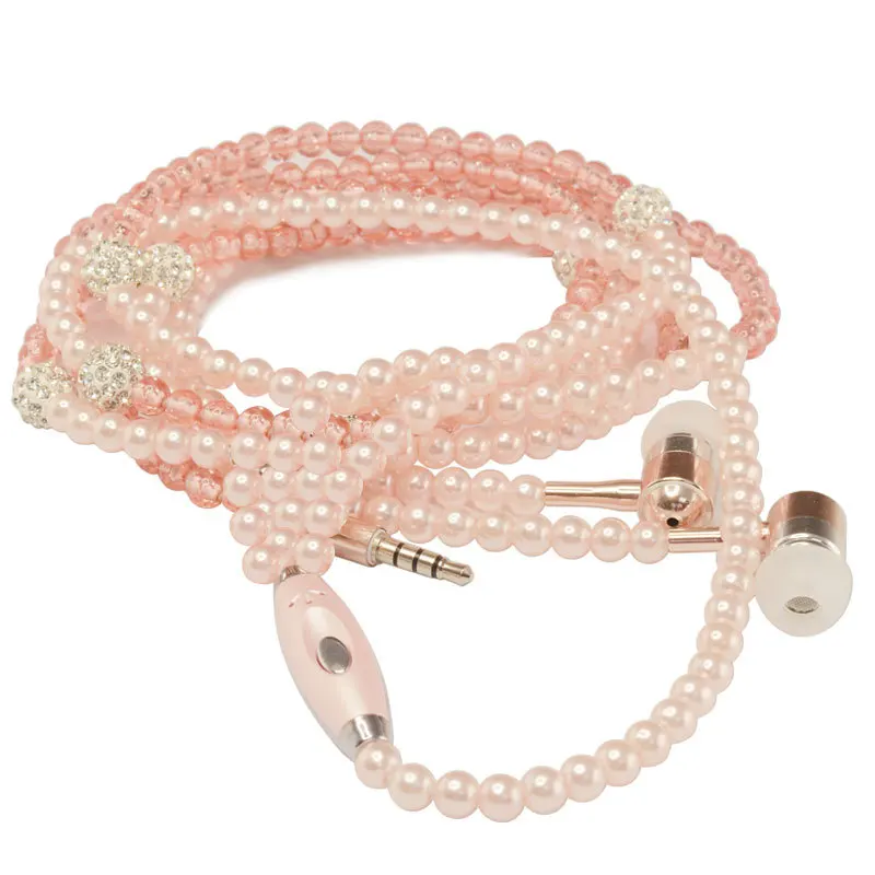 Goede Mode sieraden parel Ketting Koptelefoon met Microfoon Kralen In Ear Wired 3.5mm Oortelefoon voor MP3 Iphone Samsung Huawei xiaomi redmi