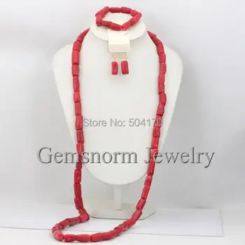 

Splendid Long Coral Beads Necklace Jewelry Set Fashion Indian Bridal Jewelry Set Coral Free Shipping CNR236