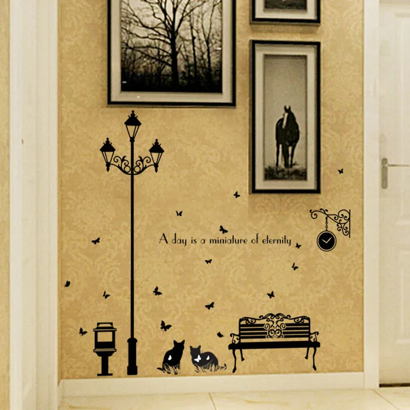 

Street lamp leisure chair wall sticker PVC Material DIY art wall decals for Living room Porch corridor skirting decor sticker