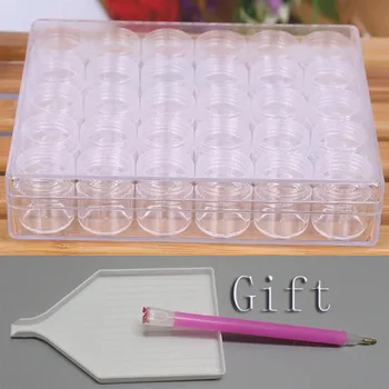 

30 Grids Diamond Embroidery Storage Box Medicine Diamond Painting Accessory Boxes Cross Stitch Tools Tray 3 drill pen Organizer