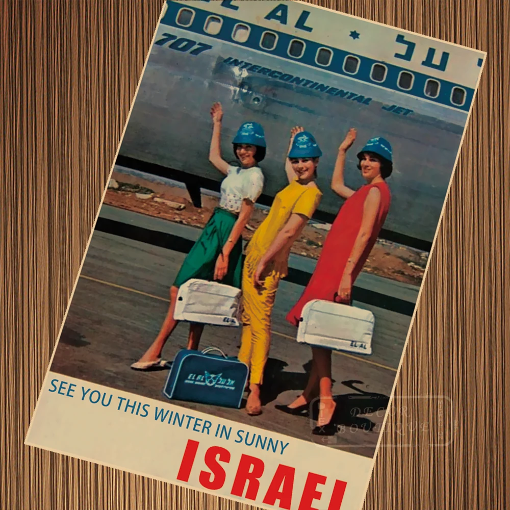 

Israel EL AL Airlines Travel Tourism See You Winter in Sunny Retro Vintage Kraft Poster Canvas Wall Sticker Home Decor Gift
