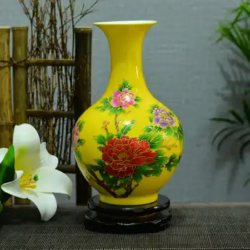 New Chinese Style Jingdezhen China Red crystal glaze flowers bloom vase modern home decoration handicraft living room decoration