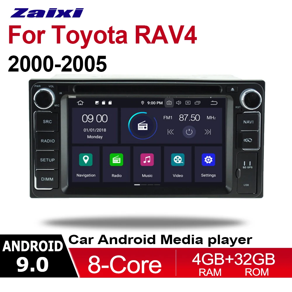 ZaiXi 4GB android 9.0 car dvd player for Toyota RAV4 2000~2005 Multimedia GPS Navigation Map Autoradio WiFI Bluetooth HD Screen