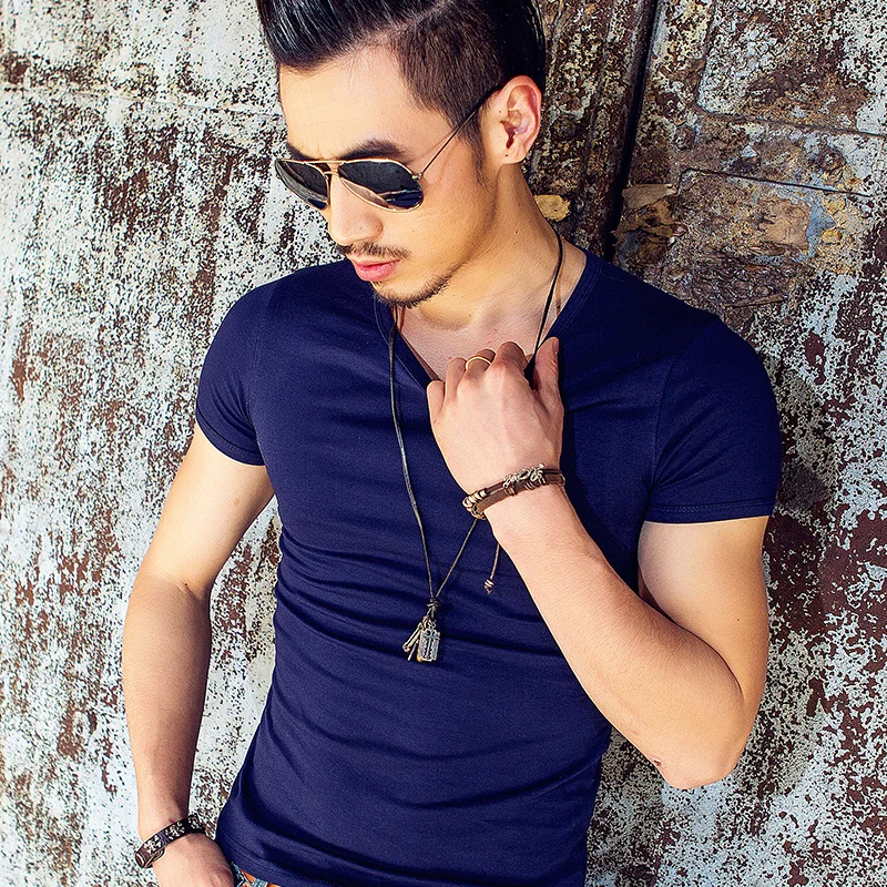 

summer cool 2019 new brand arrival men's T-shirts Tops Tees short sleeve O-neck solid casual fashion cotton silk